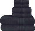 BOUTIQUO 6 Pack Cotton Towel Set, Contains 2 Bath Towels 28x55 inch, 2 Hand Towels 16x24 inch & 2 Wash Coths 12x12 inch, Ideal Everyday use, Ultra Soft Compact & Lightweight - Charcoal Grey