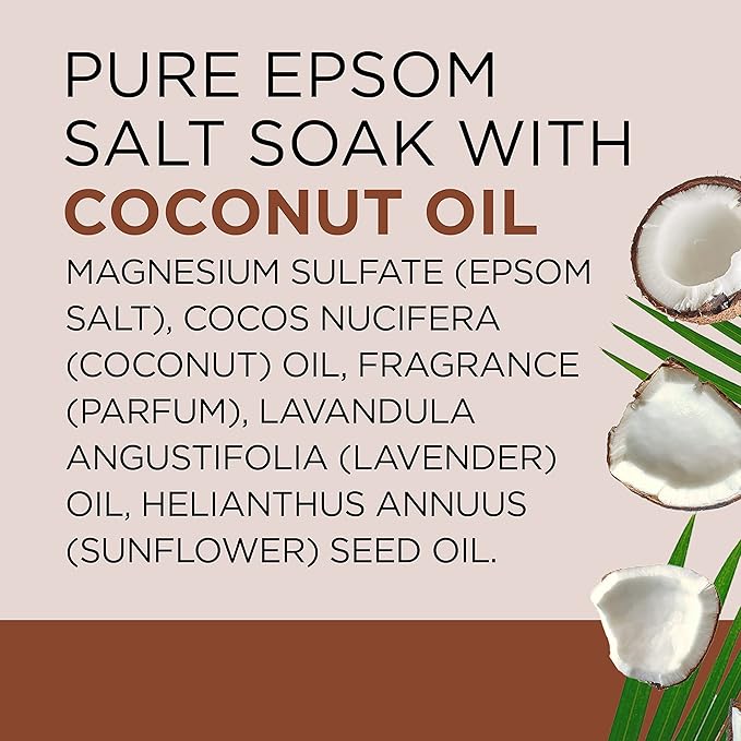 Dr Teal's Epsom Salt Magnesium Soak, Nourish & Protect with Coconut Oil, 3 lbs (Pack of 4)