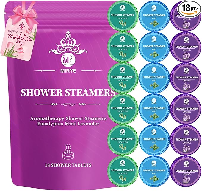 Shower Steamers Aromatherapy Gifts for Women, 18-Pack Organic Eucalyptus Lavender Mint Essential Oil Shower Bombs, Self Care Stress Relief Birthday or Easter Basket Stuffers Gifts for Mom/Wife/Friends