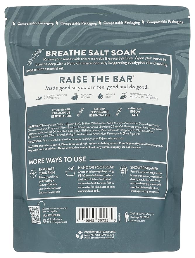 PACHA SOAP Breathe Salt Soak, 32 OZ