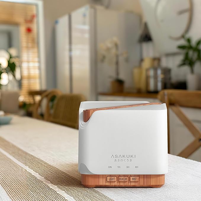 ASAKUKI Essential Oil Diffuser for Home, Large 700 ml Humidifier with Automatic Shut-Off, Scent Aromatherapy Diffuser with 7 LED Lights for Living Room, Kitchen, Bedroom, Hotel, Gift for Mom - Yellow