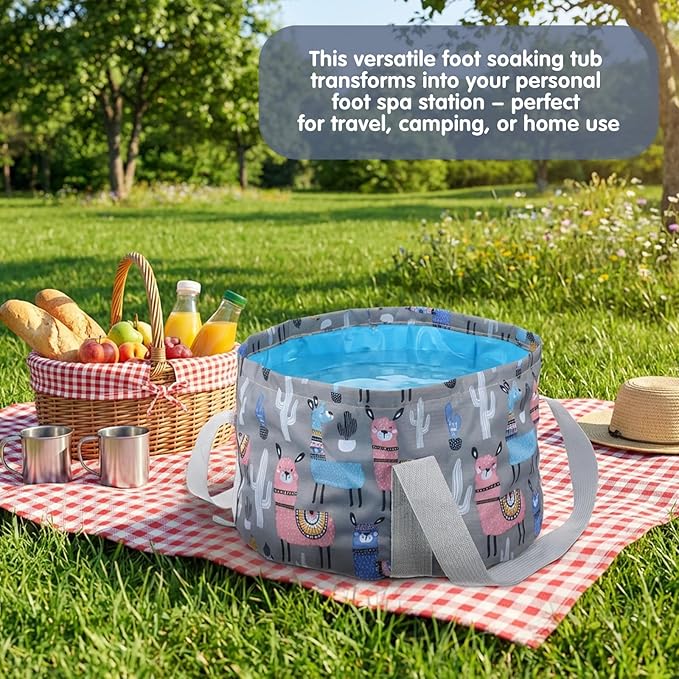 Molain Foldable Bucket for Soaking Feet, Portable Foot Bath Tub Spa Basin Grey Footbath Bucket for Travel Home Pedicure Outdoor
