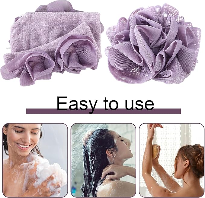 6 Pack Washcloth Loofah Combo 2 in 1 Drawstring Loofah Sponge with Bar Soap Pocket Exfoliation Mesh Shower Puff Ball for Body Wash Cleansing and Smooth Skin (Multicolor)