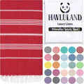 HAVLULAND Turkish Beach Towel Oversized 40"x 72" 100% Turkish Cotton, Sand Free, Extra Large, Super Soft, Quick Dry, Compact, Lightweight for Travel & Camping - Red
