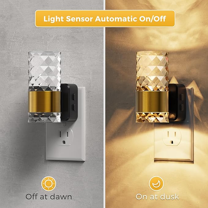 L LOHAS LED Night Light,Modern Night Lights Plug into Wall,Amber-3000K-5000K Adjustable Color Temperature Night-Light,Dimmable Nightlights with Dusk to Dawn Sensor for Rooms Bathroom Hallway
