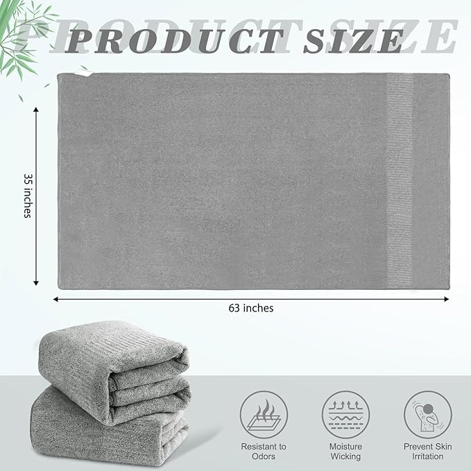 SEISSO Bath Towels Set of 4 Premium Bath Towels 35” x 63” Oversized Towels for Bathroom Quick Drying & Lightweight Bath Sheets Towels for Adults - Multipurpose Use as Bathroom,Shower (Grey)