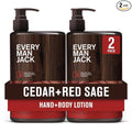 Every Man Jack Mens Cedar + Red Sage Hand & Body Lotion for All Skin Types - Dermatologist Tested & Hypoallergenic - Nourish Skin with Lightweight Fast Absorbing Lotion - 13.5oz (2 Pack)