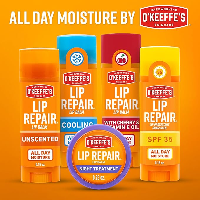 O'Keeffe's Lip Repair Lip Balm with Cherry & Vitamin E Oil - Stick (3 Pack) - Moisturizer for Extremely Cracked, Dry Lips