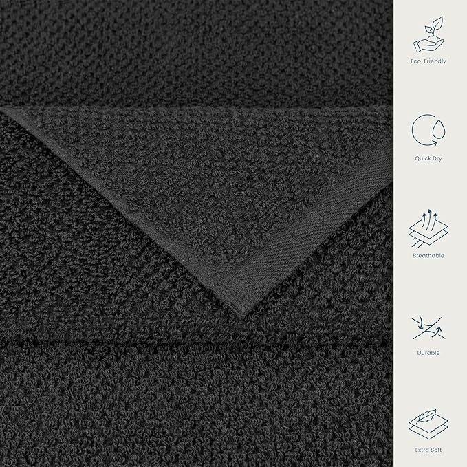 CASA COPENHAGEN EcoPop 6Pcs 100% Cotton Large Designer Towels Gift Set- Pine Grey, 550 GSM, 2Bath 2Hand 2Washcloths, Bath Towels for Bathroom Set for Women & Men