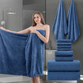 8-Piece Navy Bath Towels Set,2 Oversized Large Bath Towels Sheet,2 Hand Towels and 4 Washcloths - 600 GSM Soft Luxury Towel Set,Highly Absorbent Quick Dry Towel Collection for Bathroom,Hotel and Spa