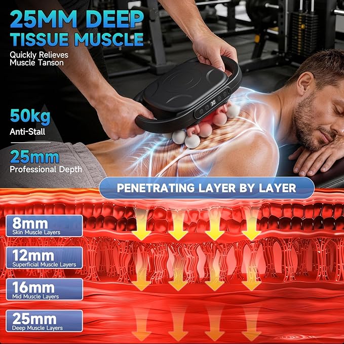 TanSon New 16 Head Deep Tissue Massage Gun,Electric Back Massager with 10/20/30 Min Timer Settings,Cordless Handheld Massager Percussion Massage Gun Shoulder/Arm/Leg/Foot/Full Body Muscle Pain Relief