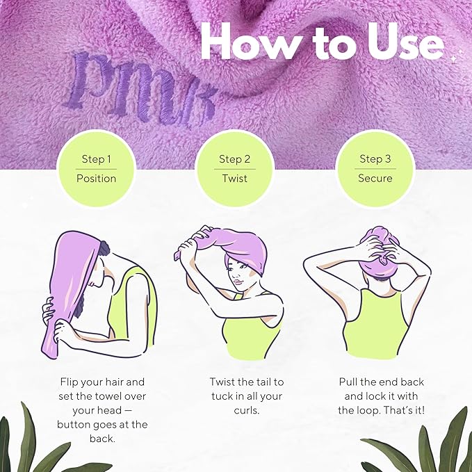Hair Towel for Women & Kids - Fast Absorbent Microfiber Towel for Wet Hair Curly, Coily & Wavy Hair - Lightweight, Button Loop Design - Ideal Hair Wrap Towel to Dry Curls Gently