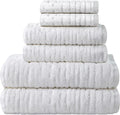 SKL Home CloudSoft 100% Cotton Luxury 6-Piece Towel Set, 600 GSM, Ultra Plush & Absorbent - 2 Bath Towels, 2 Hand Towels, 2 Washcloths, White