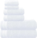 Ultra Soft 6 Pack Cotton Towel Set, Contains 2 Bath Towels 28x55 inch, 2 Hand Towels 16x24 inch & 2 Wash Coths 12x12 inch, Ideal Everyday use, Compact & Lightweight - White