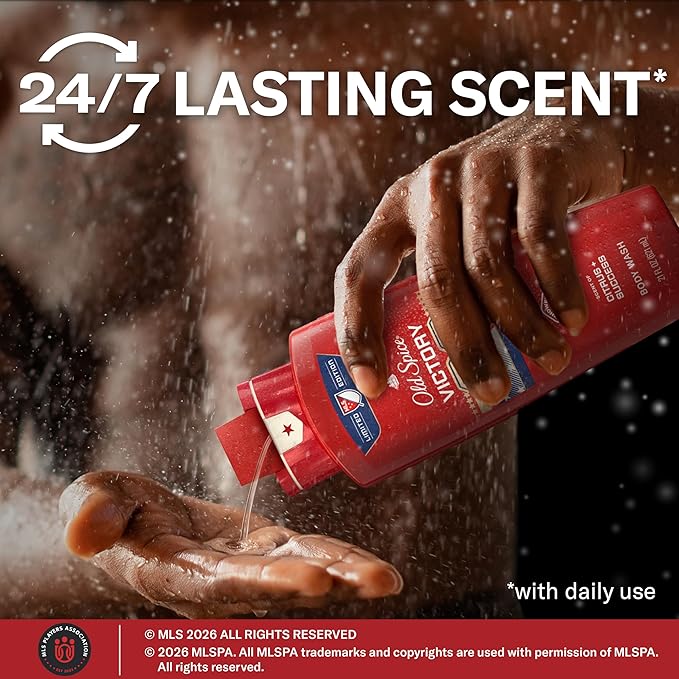 Old Spice Body Wash for Men, MLS Victory, Long Lasting Scent, Freshness that Lasts All Day, Cleanse & Refresh Skin, Limited Edition, Citrus + Success Scent, 21 oz