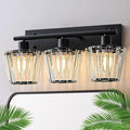 Bathroom Light Fixtures, 3-Light Vanity Light with 3 E26 Bulbs, Modern Crystal Bathroom Lighting Fixtures Over Mirror, Vanity Lights for Bathroom Living Room Hallway Kitchen