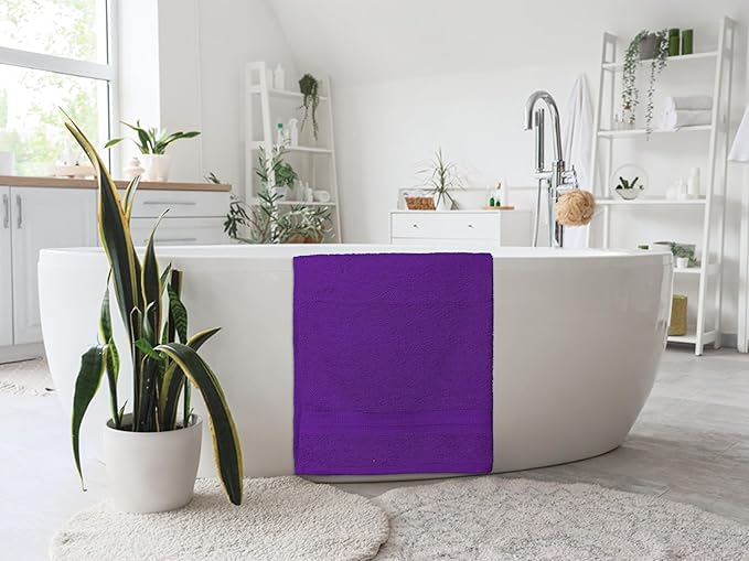 Medium Bath Towels Bulk Set of 12 – 100% Cotton Terry – 24" x 48" – Quick Dry, Soft & Highly Absorbent – Purple Towels for Bathroom, Gym, Spa, Pool & Daily Use