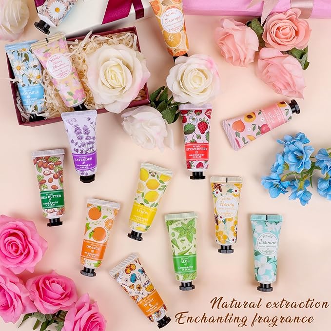 24 Pack Hand Cream Gift Set For Women, Mothers Day Gifts,Teacher Appreciation Gifts,Nurses Week Gift, Mini Hand Lotion Travel Size in Bulk for Dry Cracked Hands, Bridesmaid Gift,Party Favors