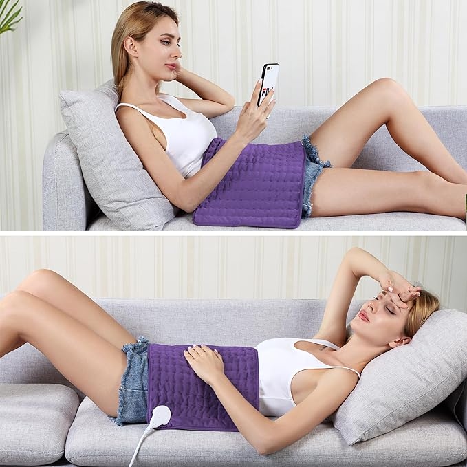 33"X17" Electric Heating pad with 6 Heat Settings, Auto Shut Off, Dry Electric Heating for Back Neck Knee Arms Legs Shoulder Heat Pads for Christmas Birthday Father's Day Mother's Day (Light Purple)