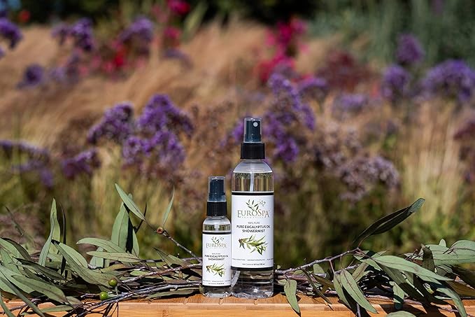 EuroSpa Aromatics Pure Eucalyptus Oil ShowerMist and Steam Room Spray, All-Natural Premium Aromatherapy Essential Oils - Pure Eucalyptus, 8oz, 2 Pack