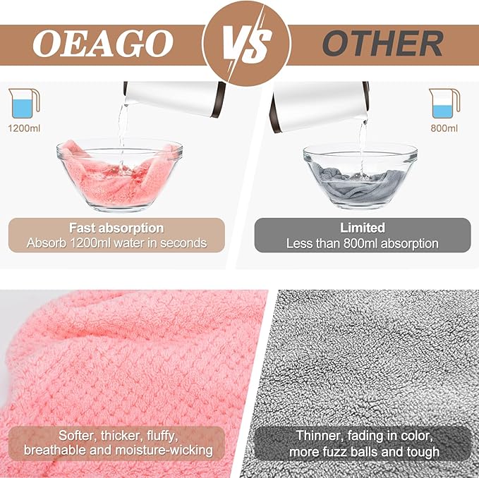 OEAGO Microfiber Hair Towel for Women: Gifts for Teen Girls Kids Girlfriends Wife Stocking Stuffers for Women Drying Wrap Towels for Curly Hair Head Accessories 3 Pacs Anti Frizz