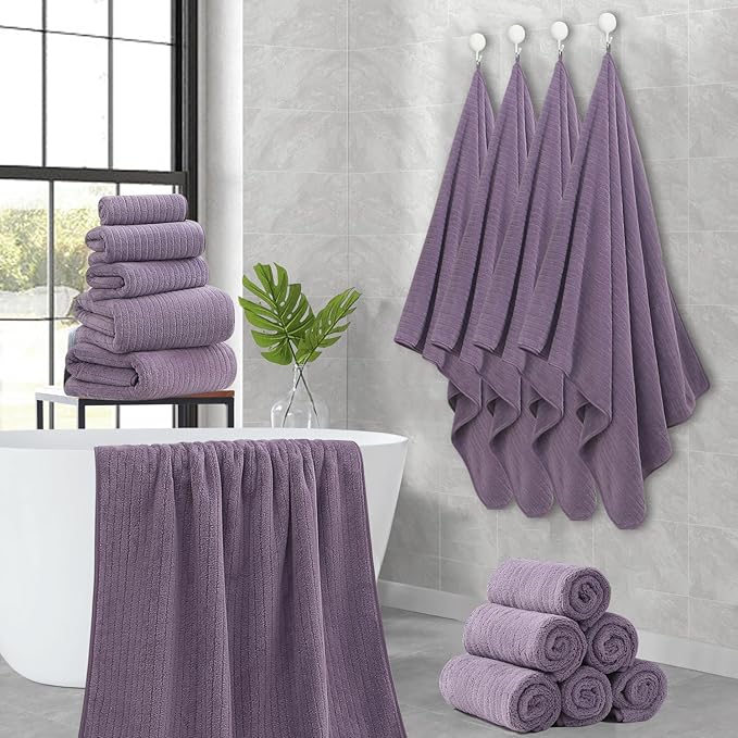 Hailea Hand Towels Set 16x31 Inches,Soft Microfibers Bathroom Towel Set 2 Pack,Highly Absorbent Quick Dry Luxury Towel Hotel Spa Gym Hand Towel Collection for Bathroom,Dark Purple