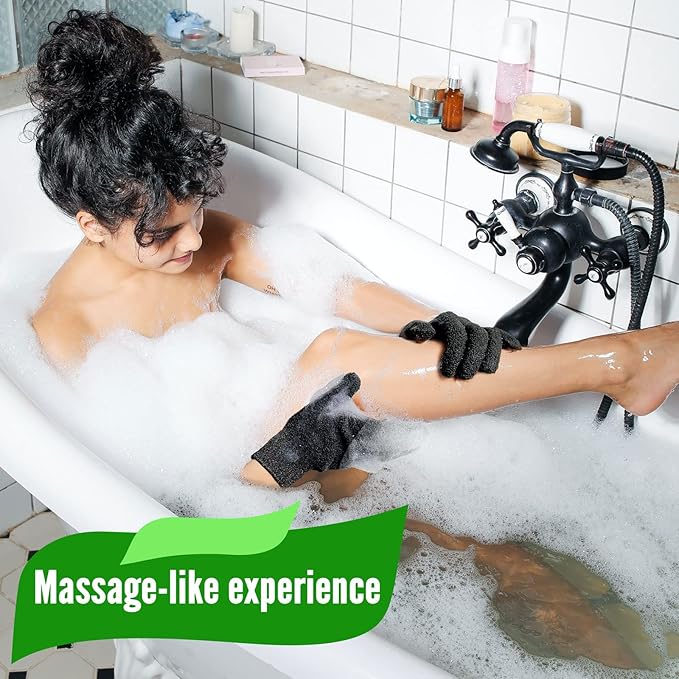 MIG4U Shower Exfoliating Scrub Gloves, Bathing Gloves Body Wash Dead Skin Removal Deep Cleansing Sponge Loofah for Women Men