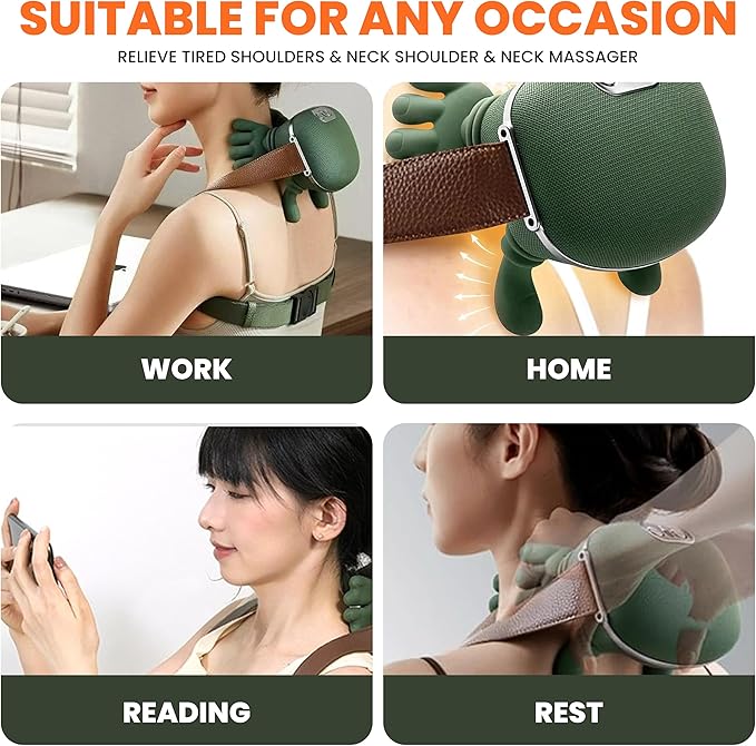 Shoulder and Neck Massager, Bionic Heated Massager, Shiatsu Neck Massager with Fingers, 4D Kneading Massage, Skin Friendly, Simulates a Real Palm Massage for Comfort, Relax Muscle, Pain Relief
