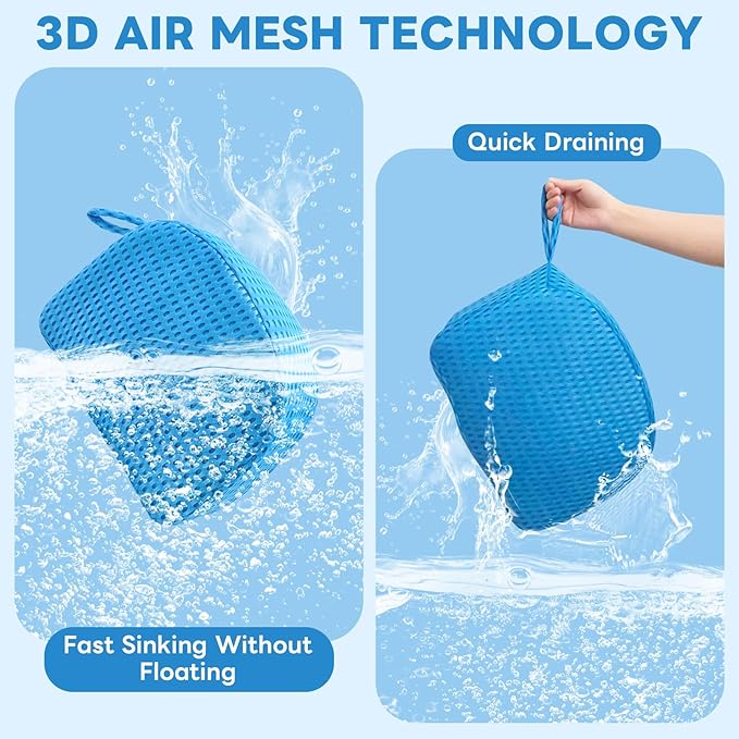 Hot Tub Booster Seat for Adults, Weighted 5" Extra Thick Spa Cushion, 4+ lbs Core Stays Submerged No Floating, 3D Air Mesh Quick Dry, Non-Slip Seat Riser for Jacuzzi, Bathtub & Outdoor Spa(Blue)