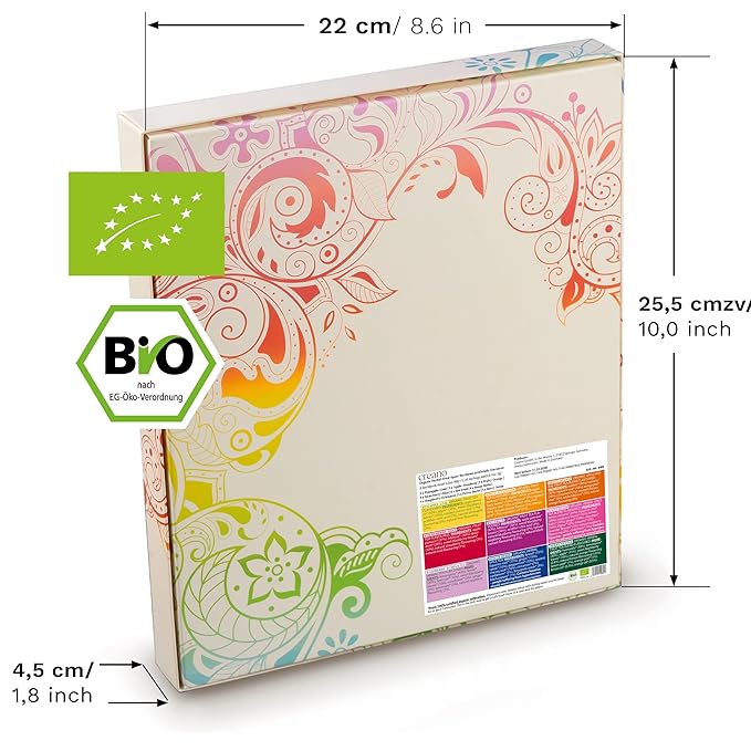 Creano Organic Herbal & Fruit Tea Gift Set – 45 Organic Tea Bags in 9 Dreamy Varieties – 90 g*