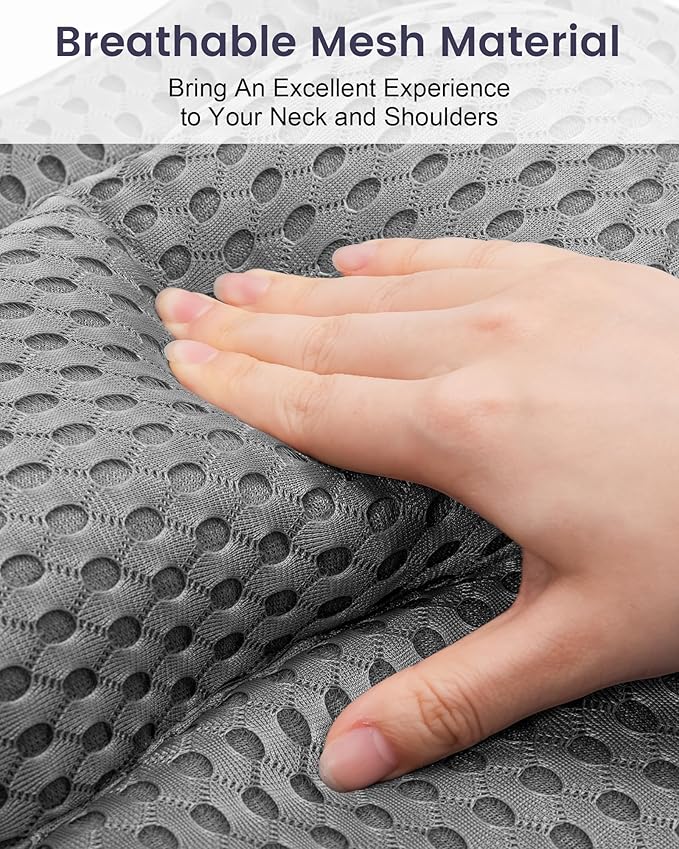MTDLYICE Bath Pillow, Bath Pillows for Tub Neck and Back Support, Soft 4D Air Mesh Bathtub Pillow 16.5 x 17.3 INCH, with 6 Powerful Suction Cups, Bath Accessories Relaxing Gifts for Women (Grey)