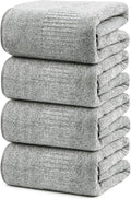 SEISSO Bath Towels Set of 4 Premium Bath Towels 35” x 63” Oversized Towels for Bathroom Quick Drying & Lightweight Bath Sheets Towels for Adults - Multipurpose Use as Bathroom,Shower (Grey)