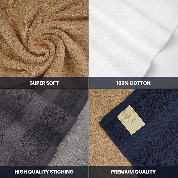 Medium Bath Towels Pack of 6 – 24x48 Inches – Soft, Quick Dry & Highly Absorbent – 100% Cotton Towels for Bathroom, Spa, Gym & Hotel – Multi Assorted