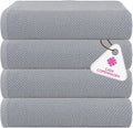 CASA COPENHAGEN EcoPop 4Pcs 100% Cotton Large Designer Towels Gift Set- Grey Voilet, 55"x27", 4Bath Towels for Bathroom (Box Pack, Set for Women & Men)