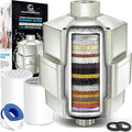AquaHomeGroup 20 Stage Shower Filter - Reduces Chlorine, Heavy Metals and Sediment - Vitamin C and E - High Output - Universal Fit - Brushed Nickel