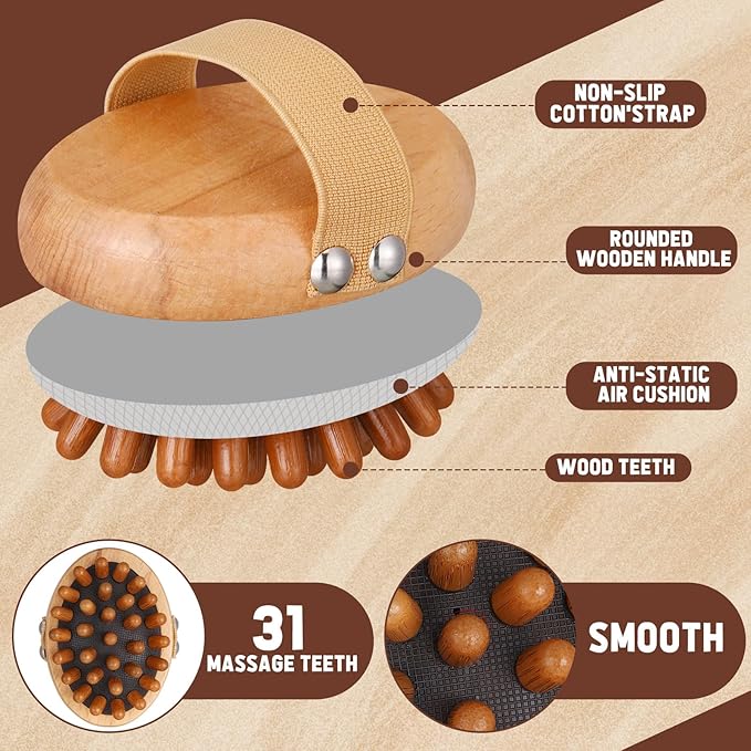 ProSuites Wooden Meridian Massage Body Brush for Cellulite Remover, Cellulite Lymphatic Drainage Massager for Body Shaping