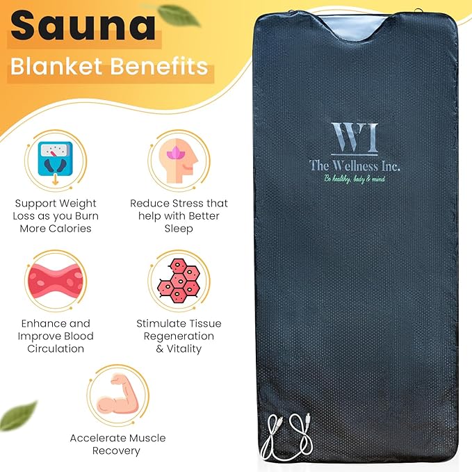 Infrared Sauna Blanket - Portable Infrared Sauna for Home, Personal Sauna for Women & Men - Odourless, Fireproof & Waterproof Material - Includes Wrap Up Towel & Carry Storage Bag