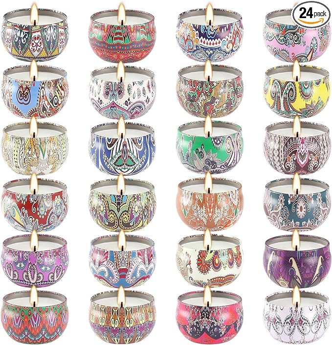 WPONSZU Scented Candles Gift Set, 2.5 oz Soy Wax Aromatherapy Candle for Home, Romantic Candles Gift for Mother Day Christmas Valentines Birthday (24 Pack)