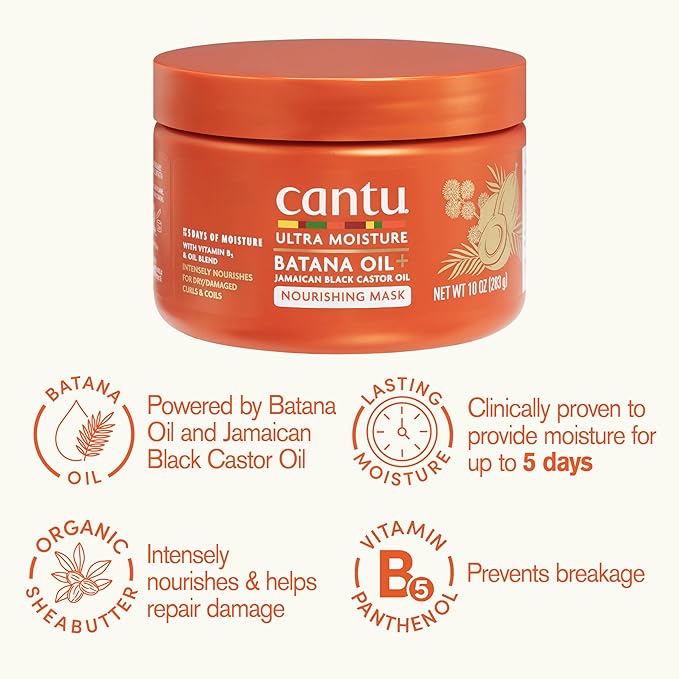 Cantu Ultra Moisture Nourishing Mask with Batana Oil + Jamaican Black Castor Oil, 10 oz