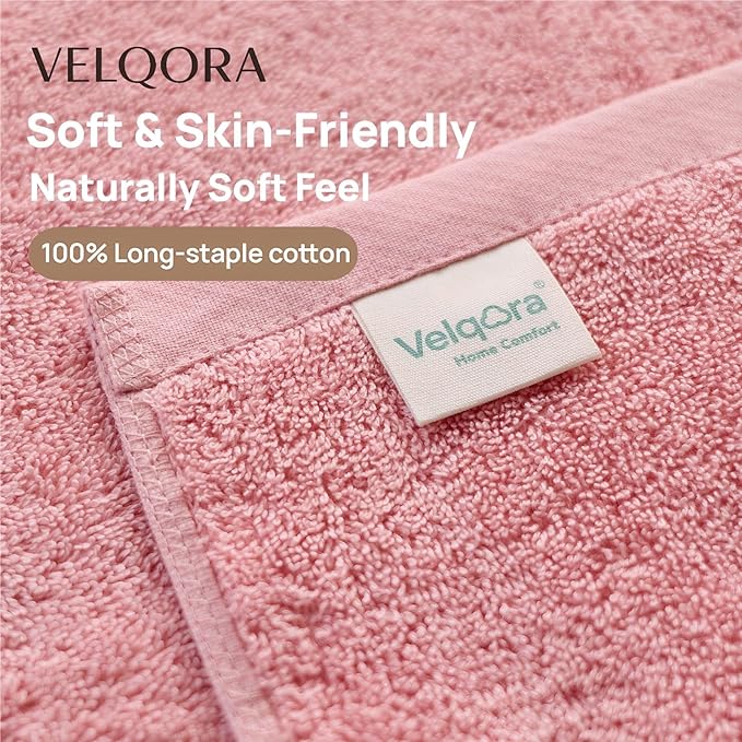 Bath Towels 2 Pack, 30 x 60 Inches, Large 100% Cotton Towels, Soft, Absorbent, Comfortable for Home, Spa, and Gym, (Pink)