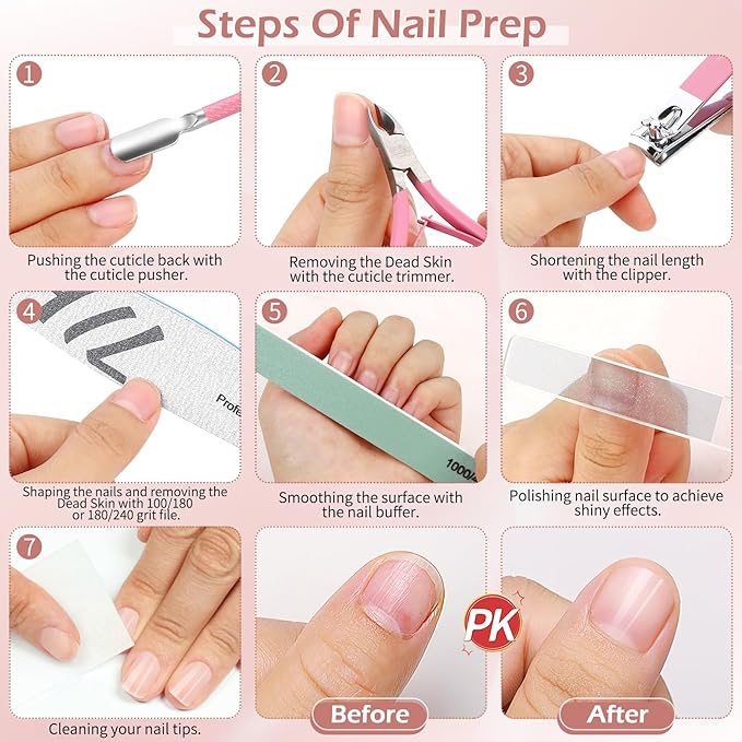 Nail Care Kit,Nail Files and Nail Buffer, Manicure Kit for Women,Cuticle Nippers,Cuticle Trimmer, Cuticle Pusher,Nail Tools,Nail Kit, Pedicure & Manicure Tools,Nail Prep Kit,Gifts for Mom Women