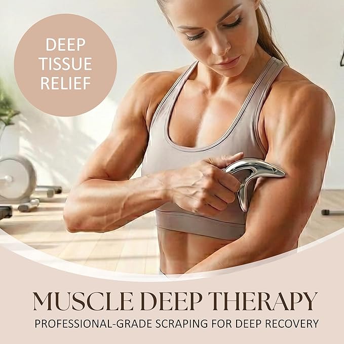 Trigger Point Massage Tool, Gua Sha Tool for Deep Tissue Massage & Fascia Release, Metal Muscle Scraper, Stainless Steel Thumb Saver, Acupressure Myofascial Release Tool, Full Body Pain Relief