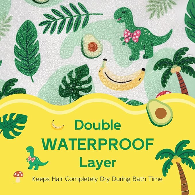 Years calm Kids Shower Cap, Waterproof Reusable Cartoon Bath Cap with Double Layers & Soft Elastic Band, Washable shower cap for kids, Great for Daily Bath