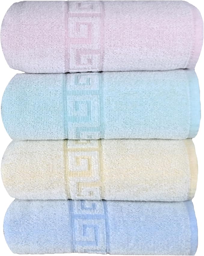 BolBom*S 100% Cotton Bath Towels,4 Pack (28" x 58"), Light Weight, Soft, Super Absorbent and Fast Drying, No Fading Multipurpose Use for Sports, Swimming, Travel, Fitness, Yoga, Multicolor.