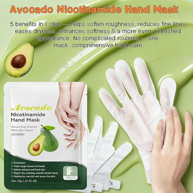 Hydrating Avocado Skincare Set 8 Pcs - Nicotinamide Face + Nourishing Lip + Moisturizing Hand & Foot | Botanical-Infused Restorative Care for Dry/Dehydrated Skin