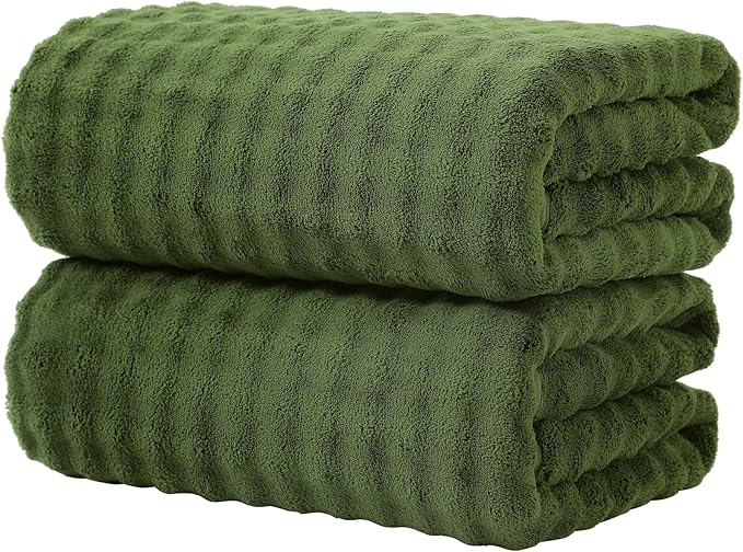 KBY Bath Towels Set of 2, Extra Large Bath Sheets 40X80 Inches,Quick Dry, Ultra Soft，Durable & Super Absorbent Oversized Bathroom Towel Sets for Adults, Gym, Spa, Pool & Hotel (Olive Green)