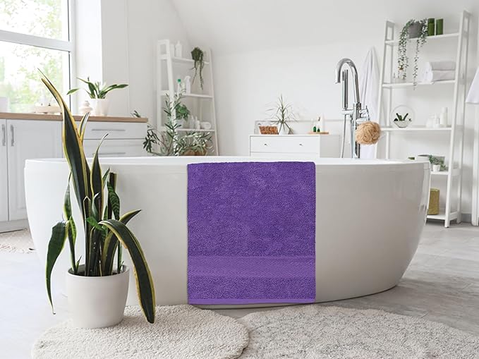 Large Bath Towels Bulk Set of 12 – 100% Cotton Terry – 24" x 50" – Quick Dry, Soft & Highly Absorbent – Purple Towels for Bathroom, Gym, Spa, Pool & Daily Use