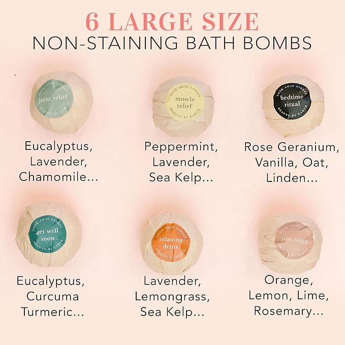 Bath Bombs Gift Set - USA Made with Organic & Natural Ingredients, Mothers Day Gifts for Mom & Wife, Relaxing Spa Gifts for Women & Men