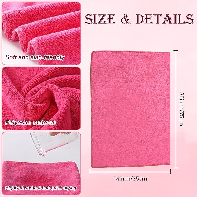 Haploon 6 Sets Foot Spa Kit for Spa Party,12 x 12 x 4.3 Inch Foot Tub and 14 x 30 Inch Pink Bath Towels Spa Party Accessory Set for Sleepover Parties Supplies（Pink）