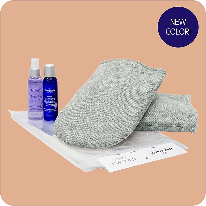 Therabath Hand ComforKit for Paraffin Wax Bath, Arthritis and Skin Therapy, Includes 2 Insulated Mitts, 100 Liners, 4 oz. Pre-Treatment Spray and Intensive Hydrating Cream, Home and Spa, Made in USA